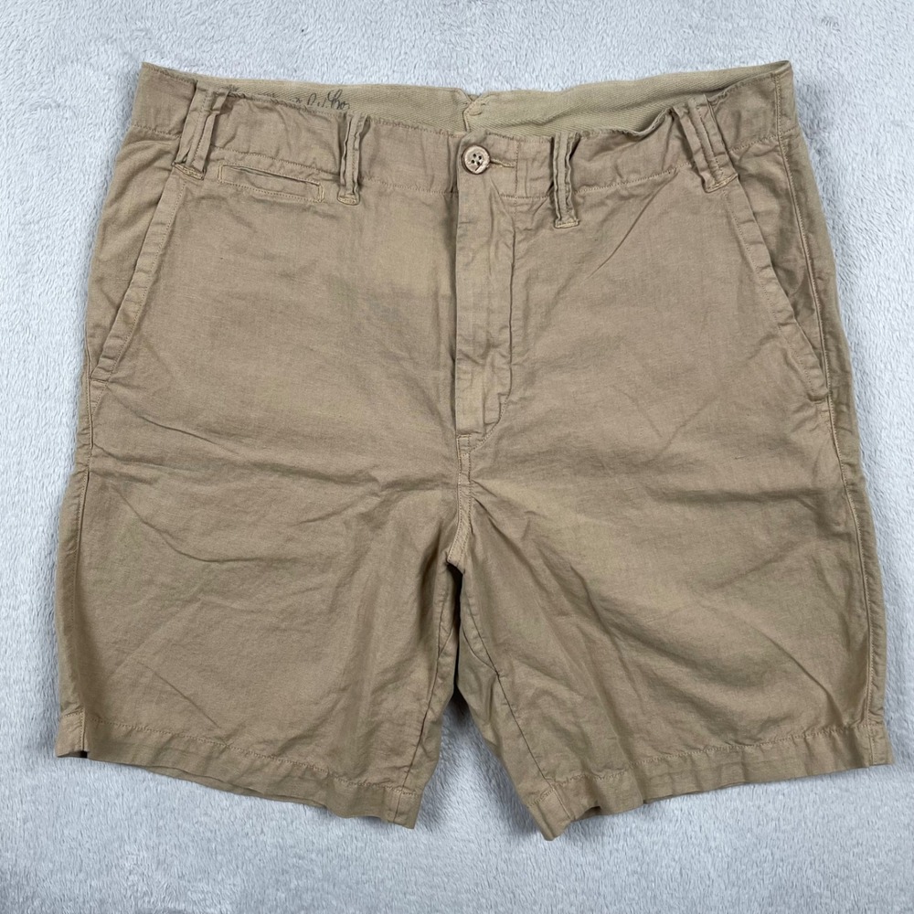 Polo Ralph Lauren Shorts Mens 32 Beige Linen Blend Classic Fit Chino Preppy 8"